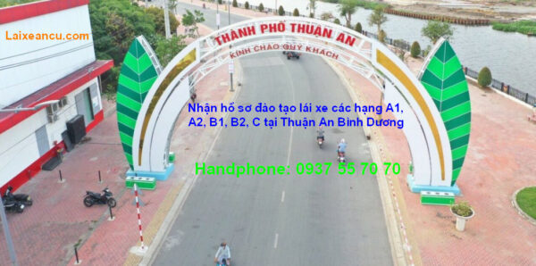 Trung tam day hoc bang lai xe oto moto cac hang A1 A2 B1 B2 C D E so tu dong so san xe tai tai Thuan An Binh Duong 2
